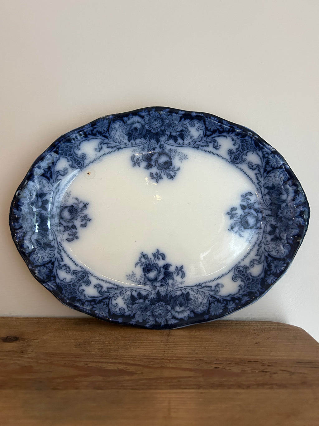 Antique J.H. Weatherby & Sons Flow Blue Platter – "Belmont" Pattern, Hanley England c.1890s