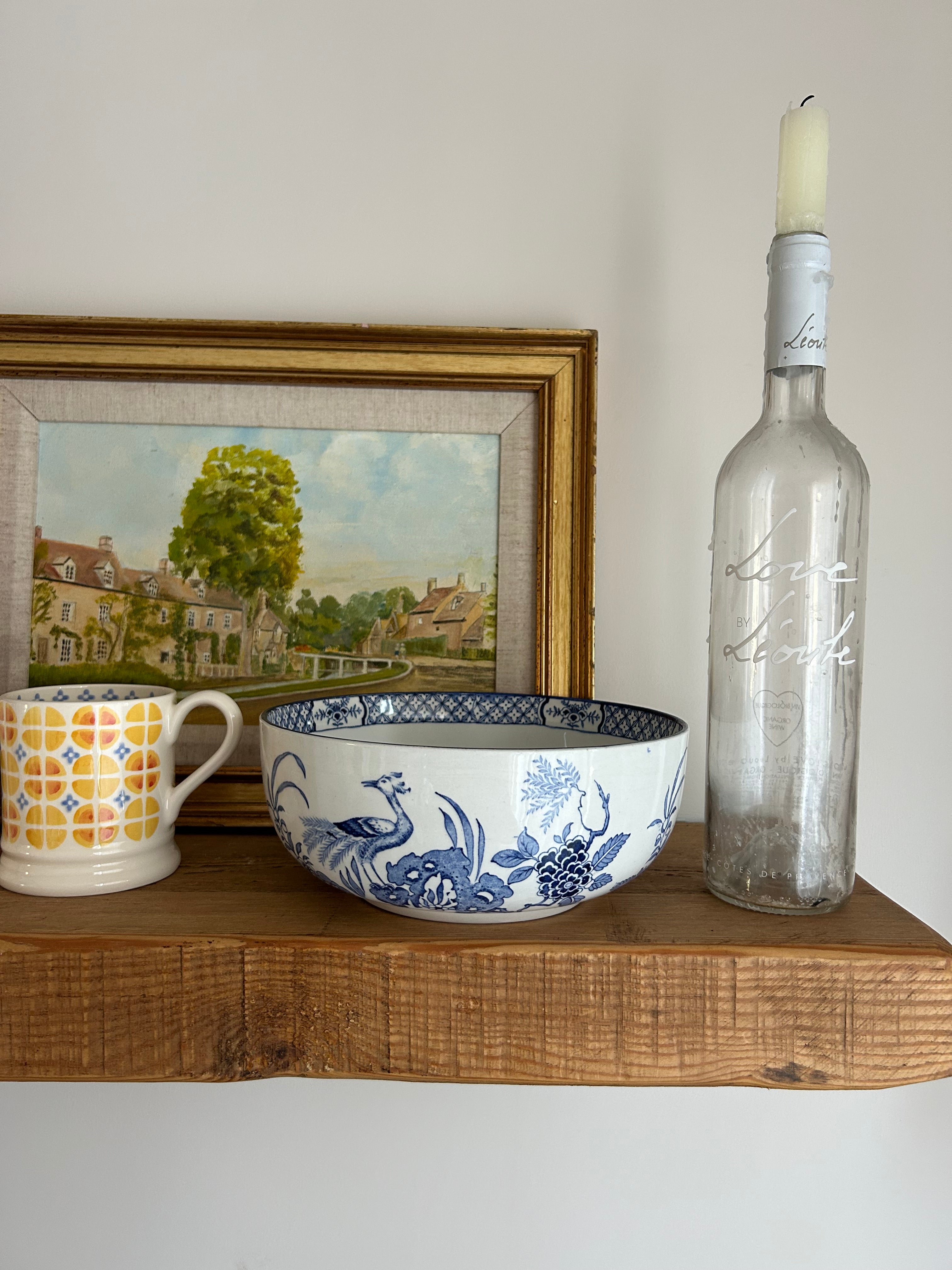 Vintage Wood & Sons "Yuan" Blue and White Round Serving Bowl