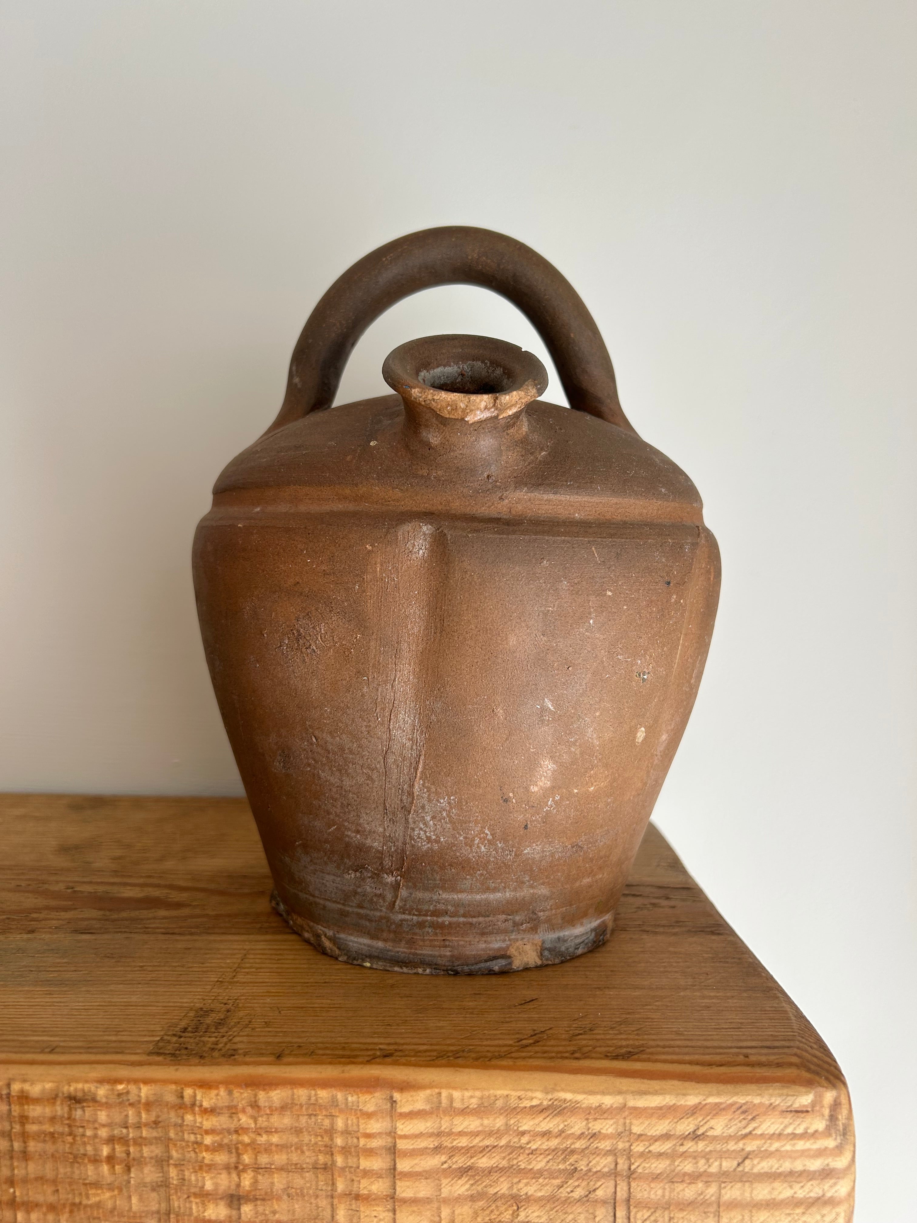 Antique Spanish Terracotta Botijo – Traditional Dual-Spout Water Vessel