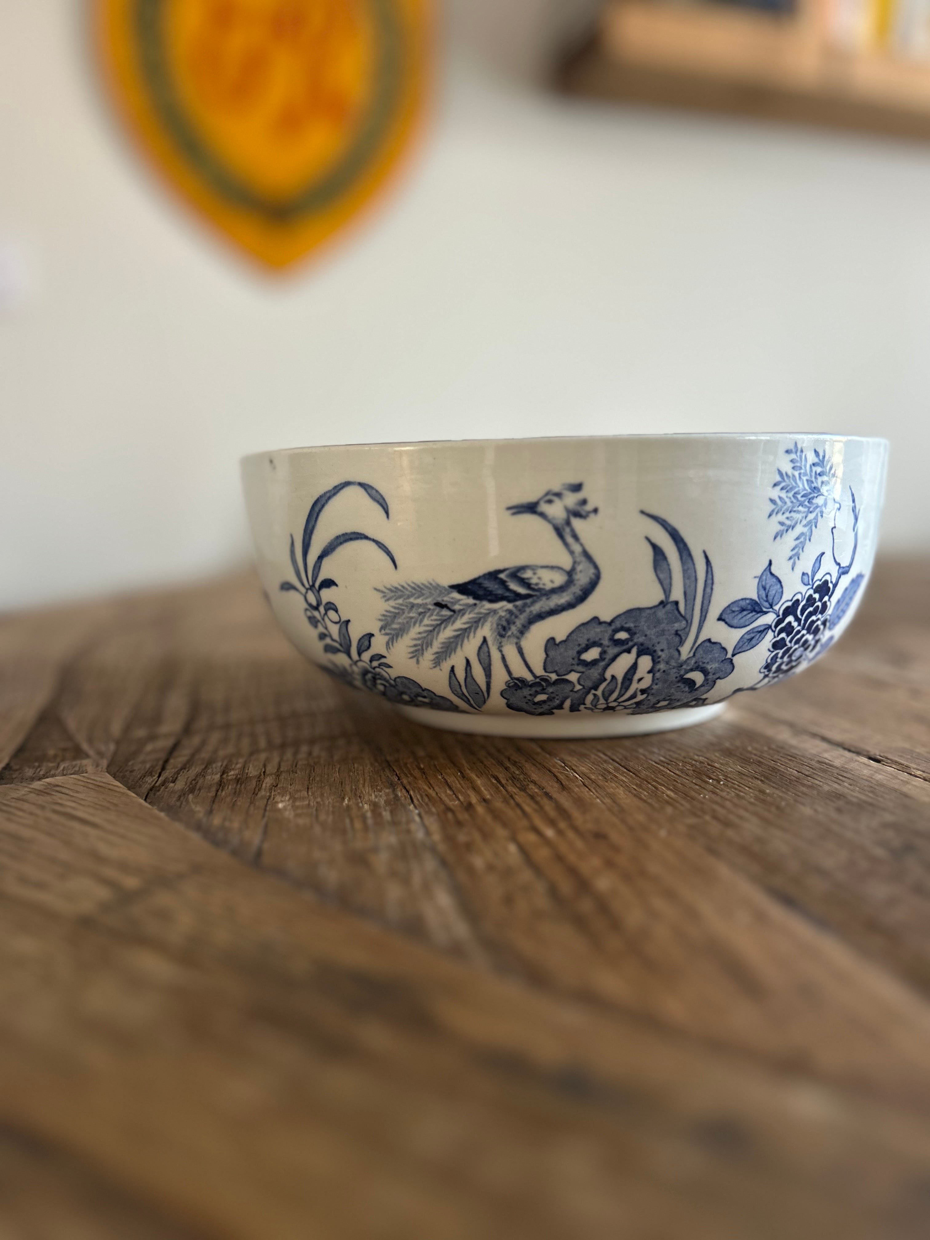 Vintage Wood & Sons "Yuan" Blue and White Round Serving Bowl