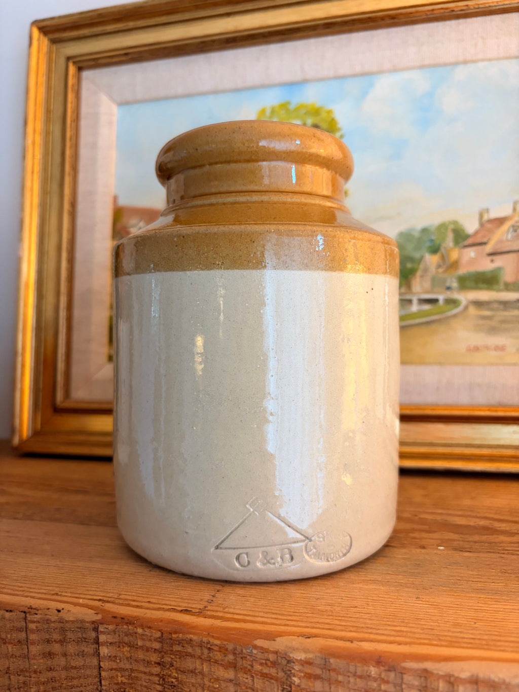 Antique Victorian Two-Tone Stoneware Crosse & Blackwell Jar