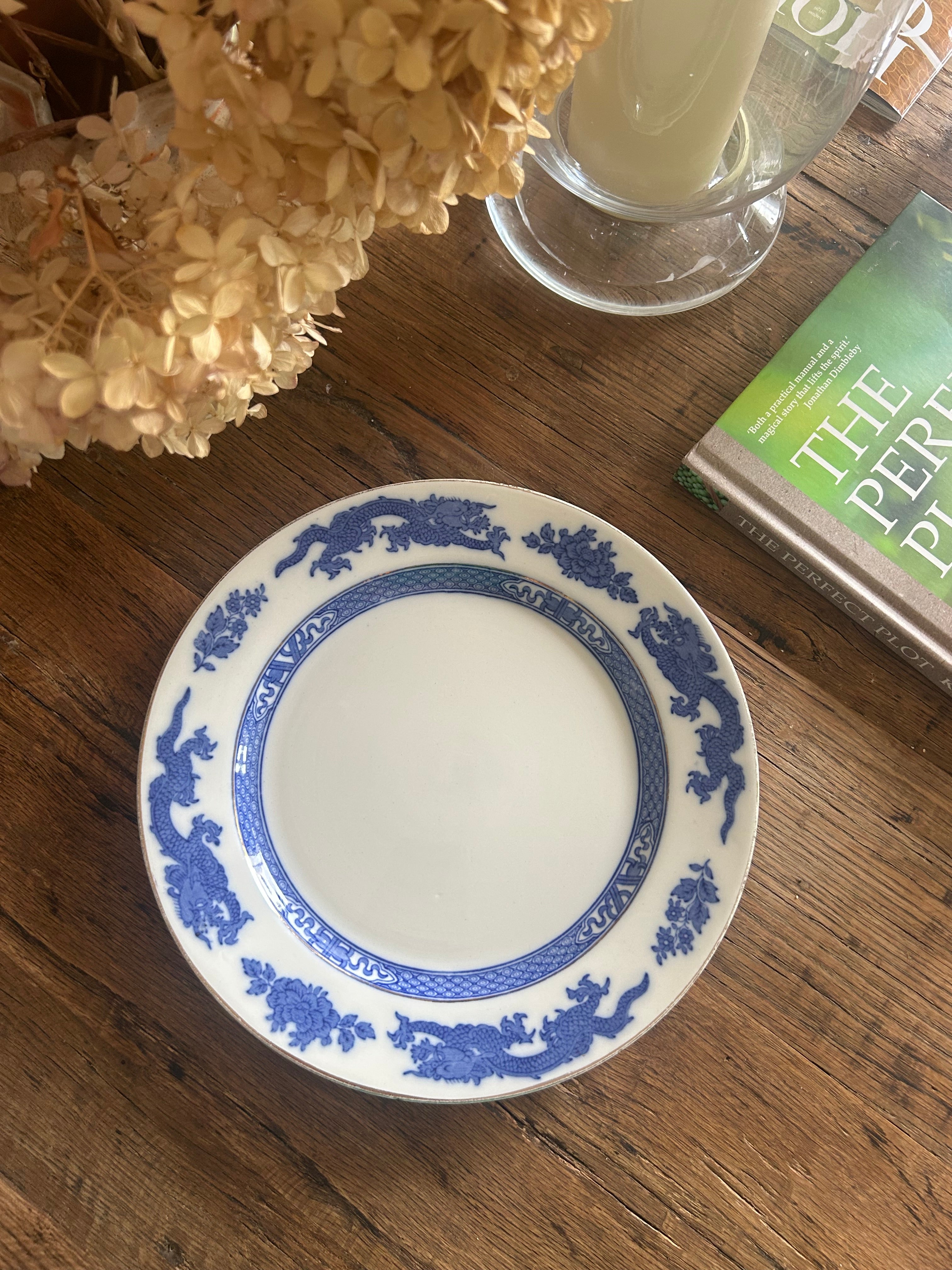 Antique Cauldon Potteries Blue Dragon Transferware Plate (c. 1920s)