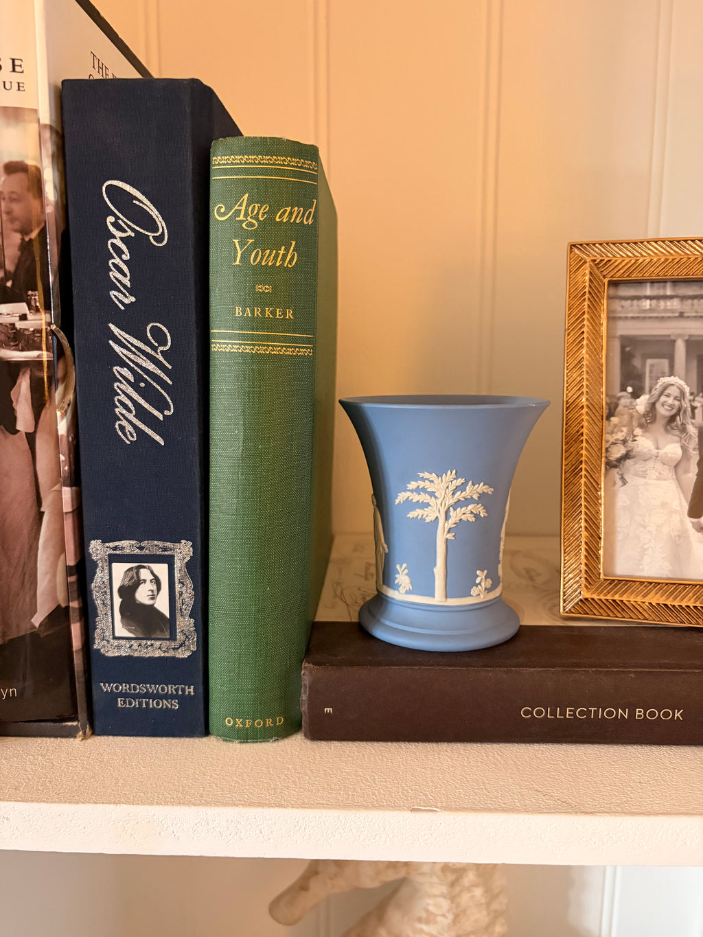 Vintage 1970 Wedgwood Blue Jasperware Flared Spill Vase