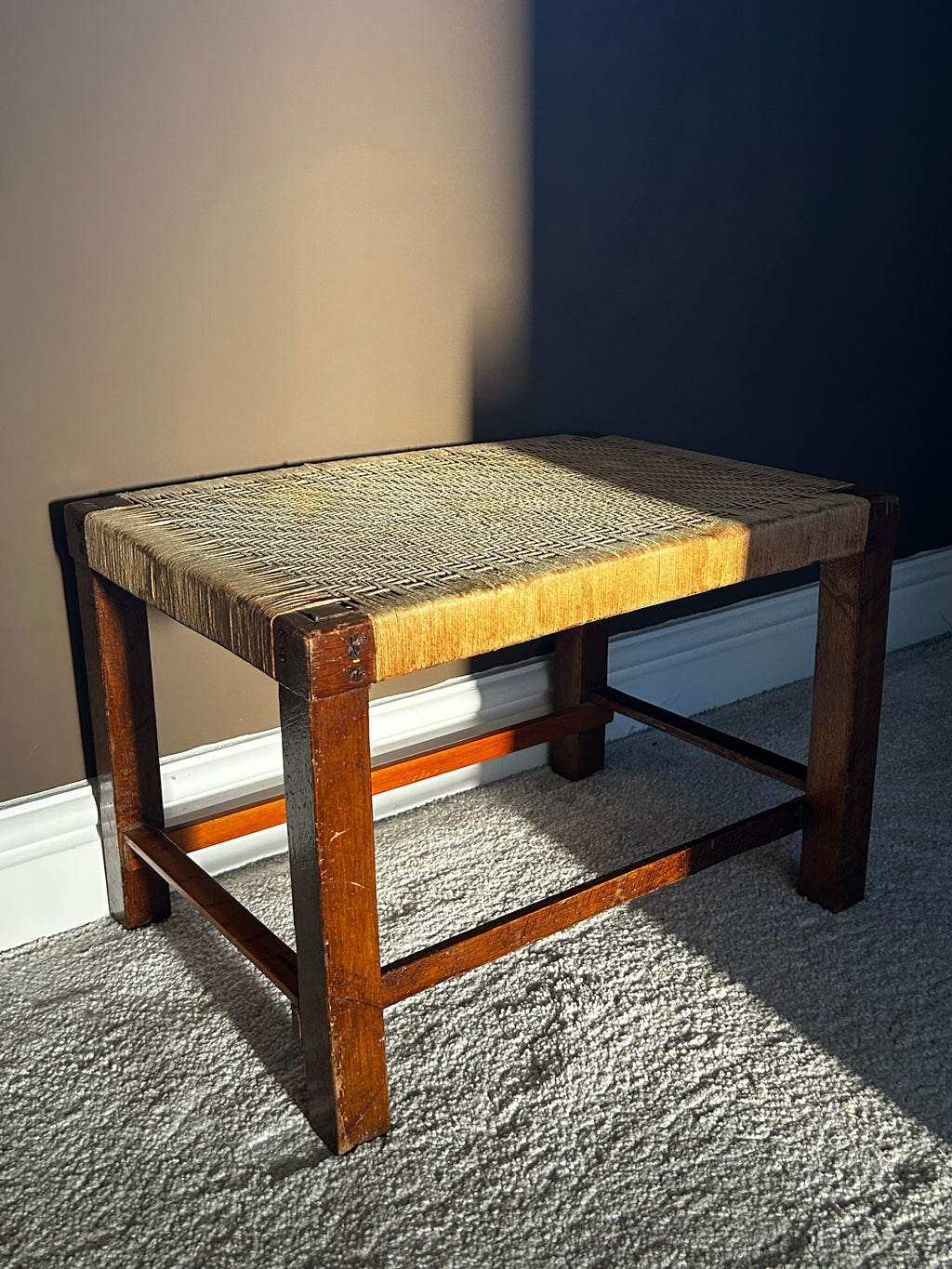 String Woven Weave Wooden Stool Bench