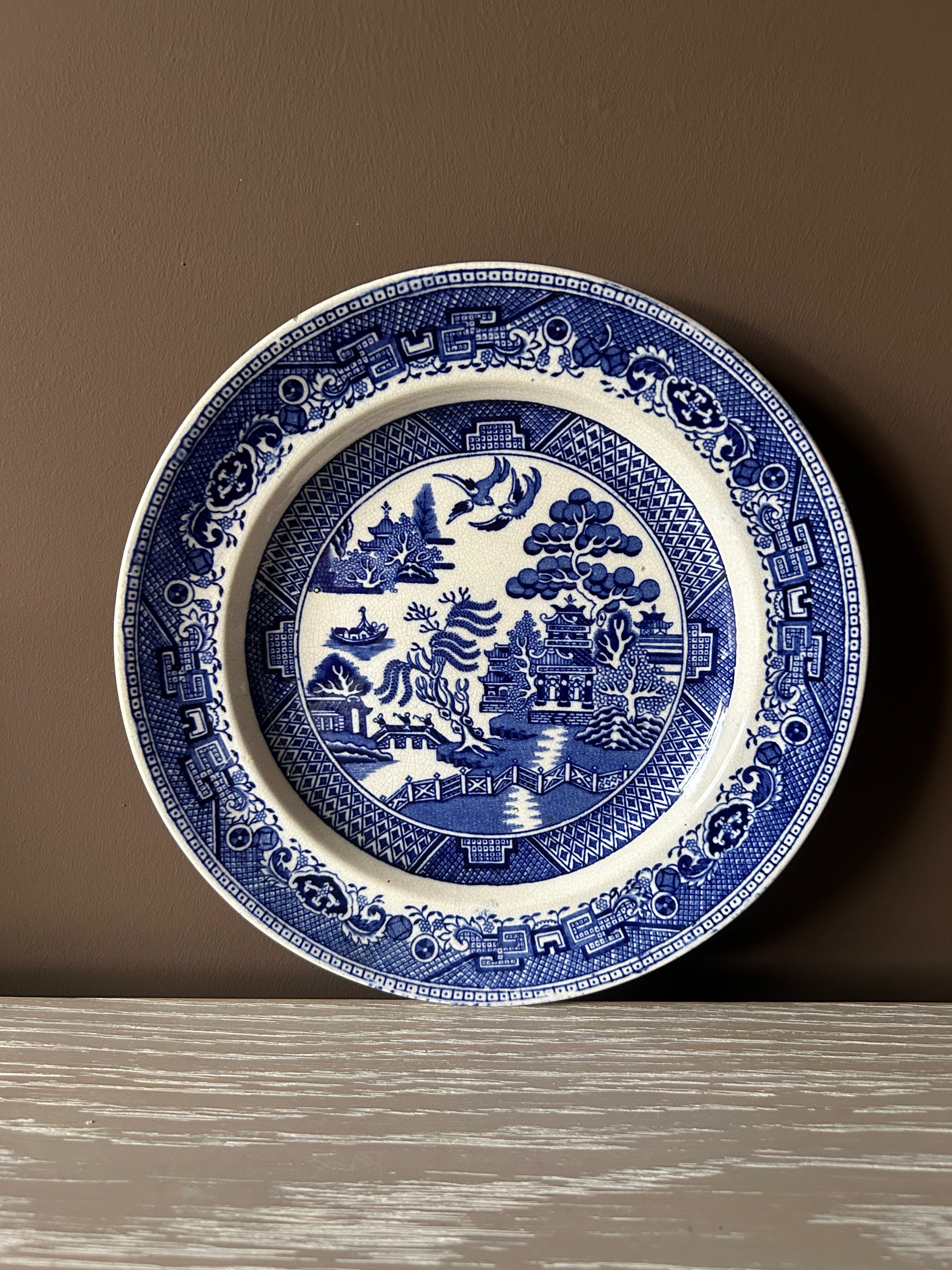 Antique Early 19th Century Staffordshire "Blue Willow" Plate – Circa 1830, Unmarked Pearlware
