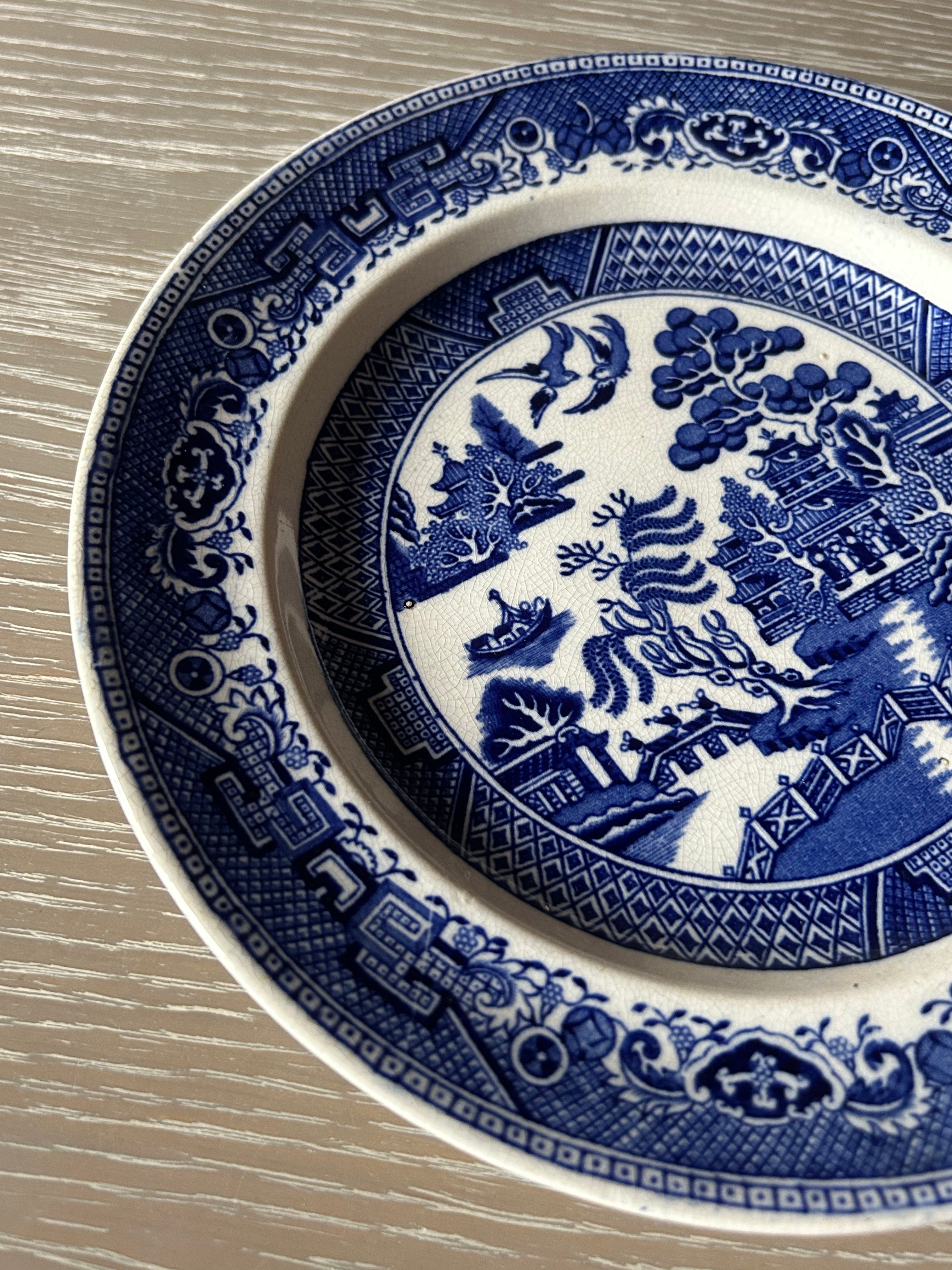 Antique Early 19th Century Staffordshire "Blue Willow" Plate – Circa 1830, Unmarked Pearlware