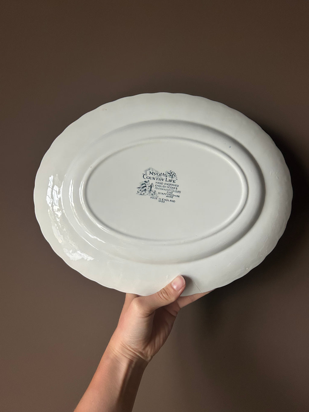 Vintage 1982 Myott "Country Life" Red Transferware Oval Serving Platter – Made in England