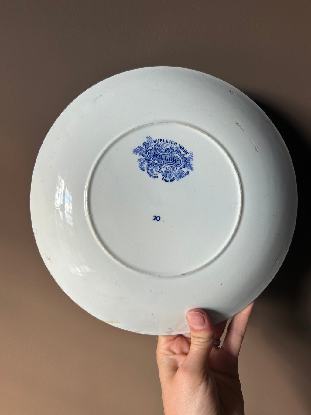 Vintage 1930s Burleigh Ware "Willow" Pattern Blue & White Plate – Burslem, England